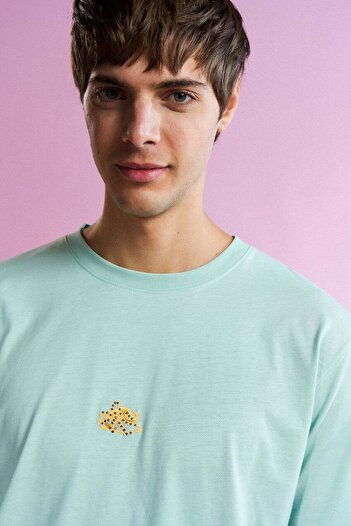 WWF Market Mavi Halkalı Ahtapot Lightweight T-Shirt - Mint