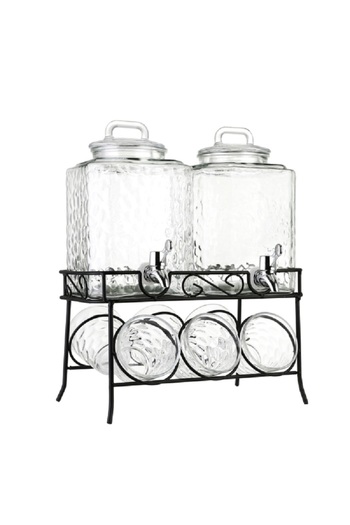 Bien Servi 8-Piece Contemporary Design Glass Dispenser Set with Spoon Clear