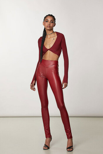 Patrizia Pepe SKINNY LEGGINGS - PATRIZIA PEPE - RED, XS-S