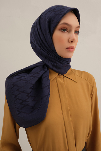 Armine Navy Blue Lyocell Scarf 02