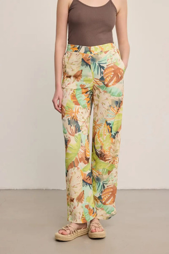 Gusto Patterned Linen Trousers - Multicolored