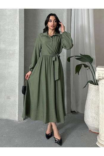MD trend Women's Buttoned Side Tie Long Dress