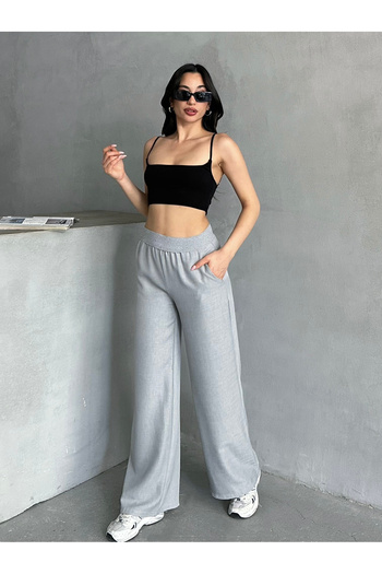 MD trend Women's Straw Corsage Loose Pants