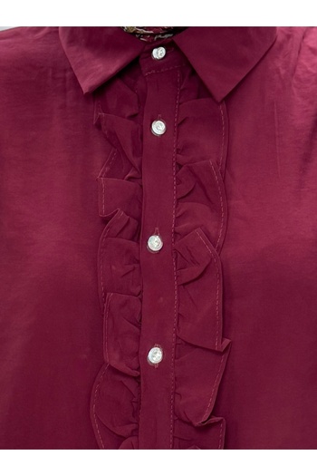 Mihra Ravessa Cupra Frilly Tunic-ZN4145 Claret Red