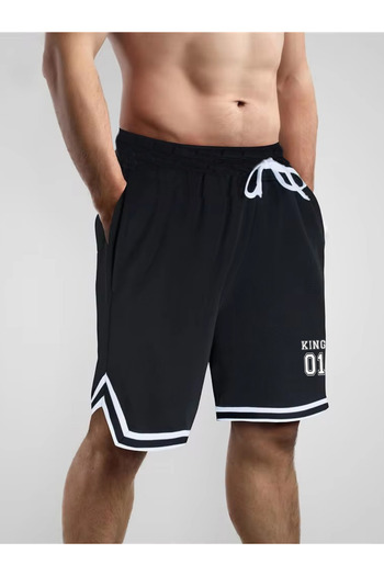 DEEPSENCE Men's Black Casual Combed Cotton Shortsextraforlu Printed Shorts Slim Fit Mold