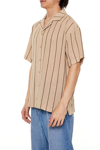 Forever 21 Çizgili Küba Yaka Gömlek