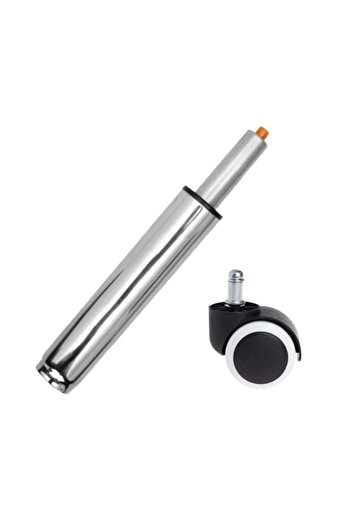 Depox Set universal cu roată de cauciuc și cilindru cu piston pe gaz pentru scaune de birou, argintiu, 35 cm