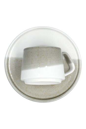 EasyLife Porcelain Microwave and Dishwasher Safe Coffee Cup and Saucer Set Beige and White 130ml