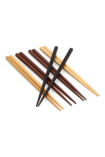 Bien Servi 10-Piece Assorted Design Bamboo Chopsticks Set Brown