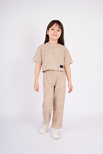 MİNİKO KİDS Girl's Oversize Short Sleeve Cotton Set with Tights