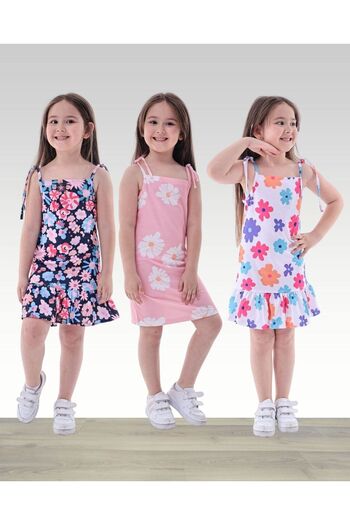 Fox Moda Zero Sleeve Girl's Printed 3-Piece Dress
