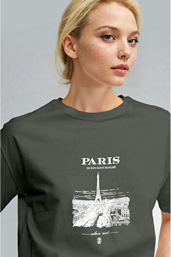 Millionaire Women's Khaki Paris Regular Fit Regular Fit T-Shirt
