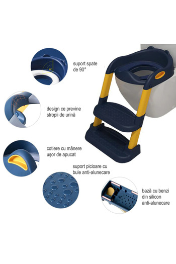 LUDIRO Reductor WC pentru Copii cu Scarita Pliabila Ajustabila, Suport Ergonomic