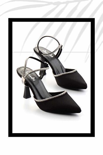 Bambi Damen-Abendschuhe aus mattschwarzem Satin K 01419062938