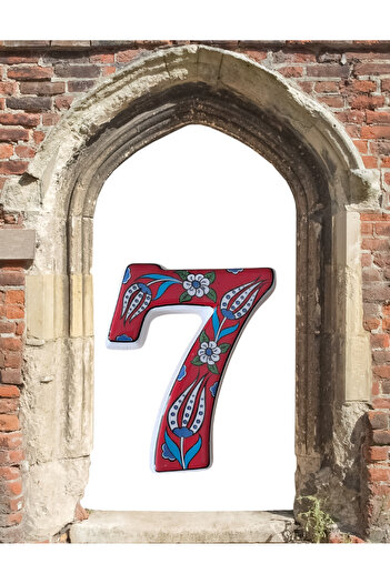 Artiser Ceramic Door Number, 7 Figure, Red 7, Blue 7, Yellow 7, Navy 7, Green 7, Orange 7