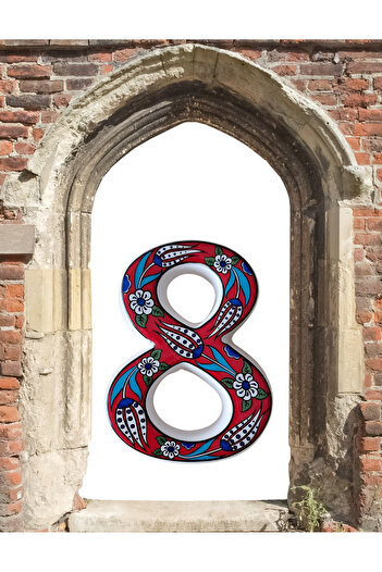 Artiser Ceramic Door Number, 8 Figure, Red 8, Blue 8, Yellow 8, Navy 8, Green 8, Orange 8