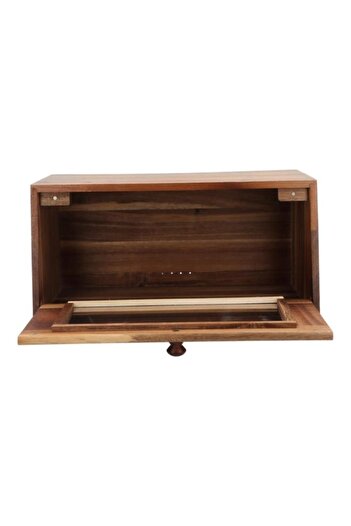 Generic Bien Servi Elegant Design Rectangular Acacia Bread Bin Brown BS01038A