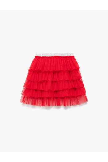 Koton Lined Shiny Elastic Mini Tutu Skirt with Layered Tulle Detail