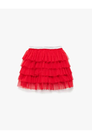 Koton Lined Shiny Elastic Mini Tutu Skirt with Layered Tulle Detail
