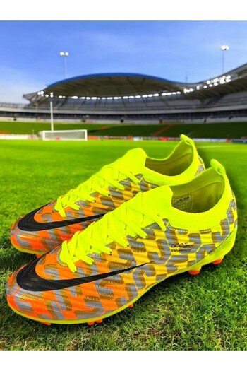 stilfest Yellow Orange Patterned Lace-Up Unisex Football Shoes Sneakers