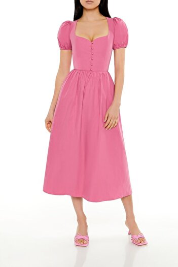 Forever 21 Kol Detaylı A-Line Midi Elbise