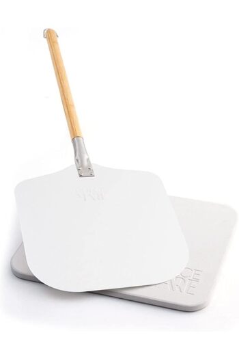 Dolce Mare Pizza set, aluminum shovel 30.5 x 85 cm, baking stone 38 x 30 cm, DOLCE MARE, White