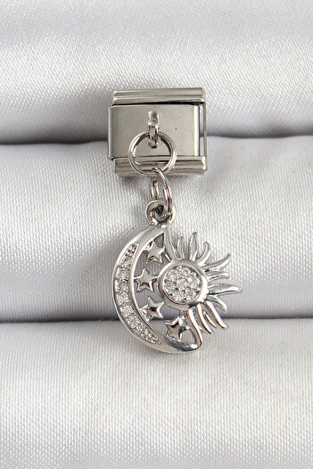Toptan Bulurum 316L Steel Silver Color Moon and Sun Model Nomination Charm