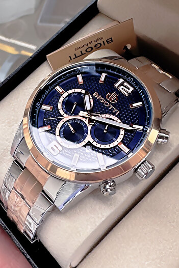 Bigotti Special Boxed 5 Atm Waterproof Men Wristwatch Rose Gumus Steel Band + Gift Bracelet Bme2027C4