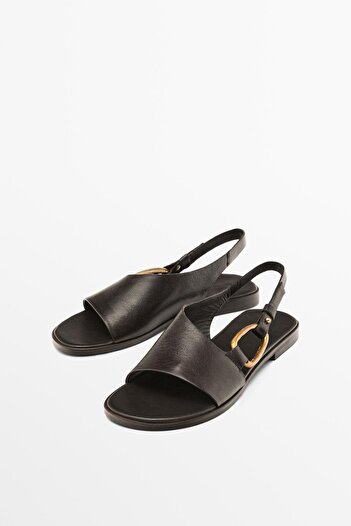 Massimo Dutti Halka detaylı deri sandalet