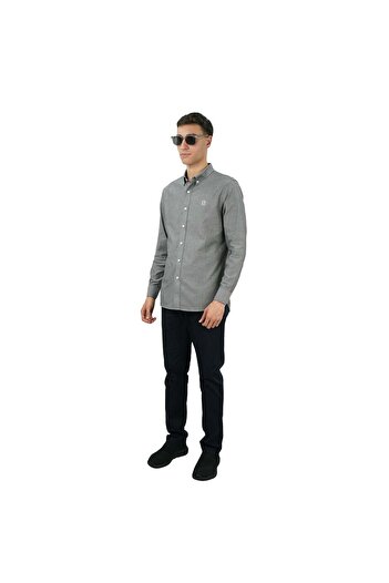 Giordano Men's Cotton Oxford Full Opening Long Sleeve Slim Fit Shirt