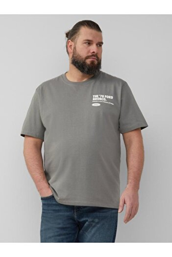 s.Oliver Big Sizes Men's big size T-shirt with Ford logo print, crew neck