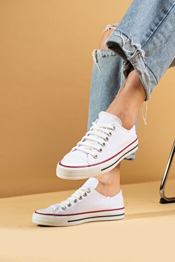 WMİLANO Unisex Beyaz Sneaker Keten Spor Ayakkabı Anne Baba Çoçuk Takım