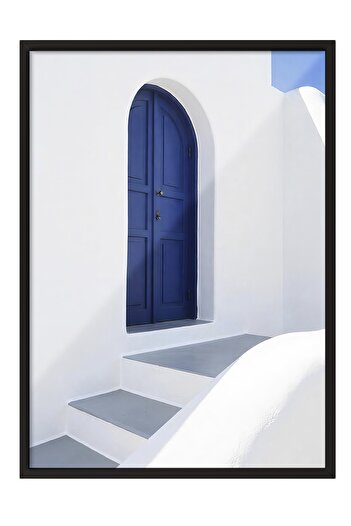 Postifull Black Framed Poster Painting, Blue Door, Photo, Blue Color Poster, 2025 Summer Selection, No:109519