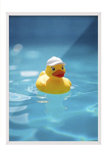 Postifull White Framed Poster, Yellow Duck, Photo, Yellow Color Poster, 2025 Summer Selection, No:109615