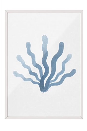 Postifull White Framed Poster, Algae Growth, Illustration, Blue Color Poster, 2025 Summer Selection, No:109665