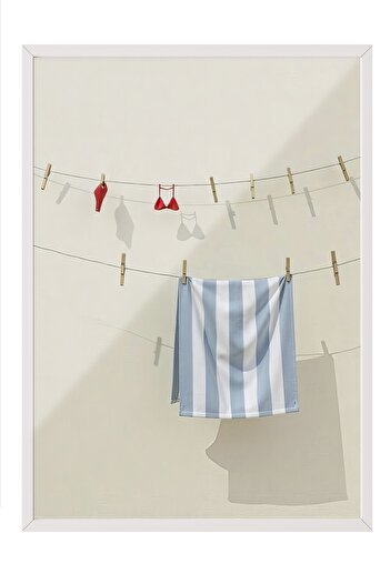Postifull White Framed Poster, Bikini, Photo, Red Color Poster, Summer Selection 2025, No:109699