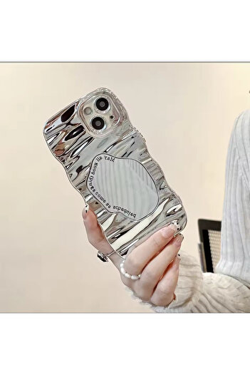 Caseji Fashionable Case Compatible with iPhone 13 with Mirrored Surrounding Embossed Shiny Pattern and Camera Protection
