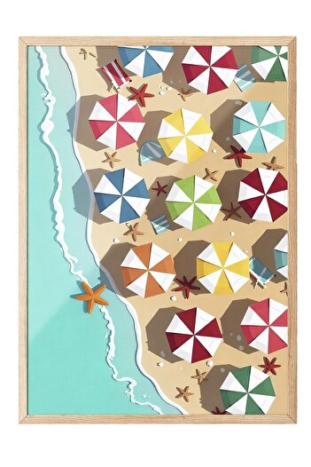 Postifull Wooden Framed Poster, Seaside, Illustration, Maximalist, Colorful Color Poster, 2025 Summer Selection, No:10