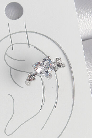 Toptan Bulurum Brass Silver Color Zircon Stone Star Model Women's Cartilage Earrings