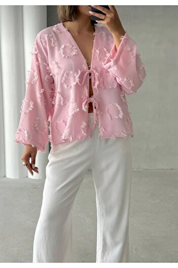 YS BUTİK Kimono with Tassel Tie Detail