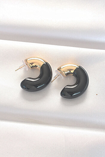Toptan Bulurum Ccb Black Gold Double Color Earrings