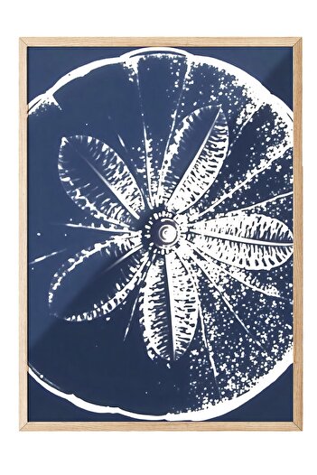 Postifull Wooden Framed Painting, Orange Print, Illustration, Blue Color Poster, 2025 Summer Selection, No:109740