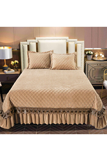 OEM Quilted velvet blanket, with embroidery, 3 pieces, plain, 220X240 cm CC80
