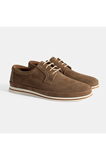 Desa Men's Mink Nubuck Leather Lace-Up Casual Shoes