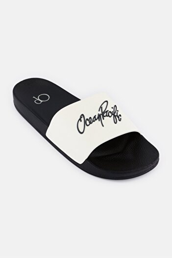 Ocean Pacific Men Brand Logo Slip On Slides, Multicolor