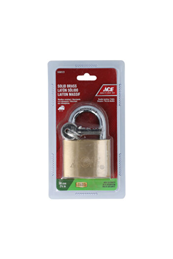 ACE High Security Weather-Resistant Stainless Steel Padlock with Key Brass 60mm