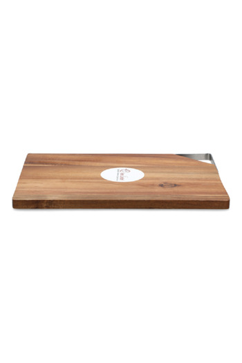 Bien Servi Rectangular Acacia Tray with Handle Brown and Silver
