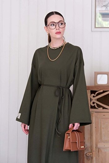 Ceylan Otantik Khaki Single Jersey Basic Dress