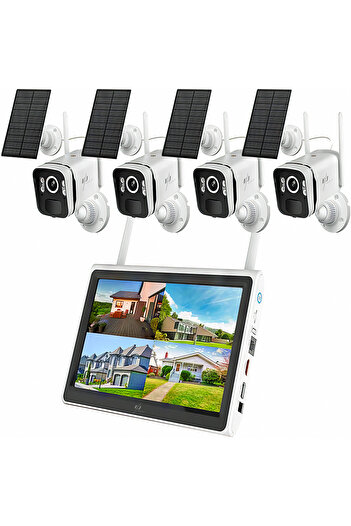 Spionescu Complete kit with 4 surveillance cameras, WIFI, 4k, 9000mAh battery capacity, 10-channel NVR