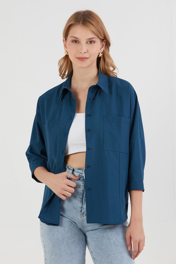 Fulla Moda Double Pocket Bat Sleeve Sweatshirt Shirt